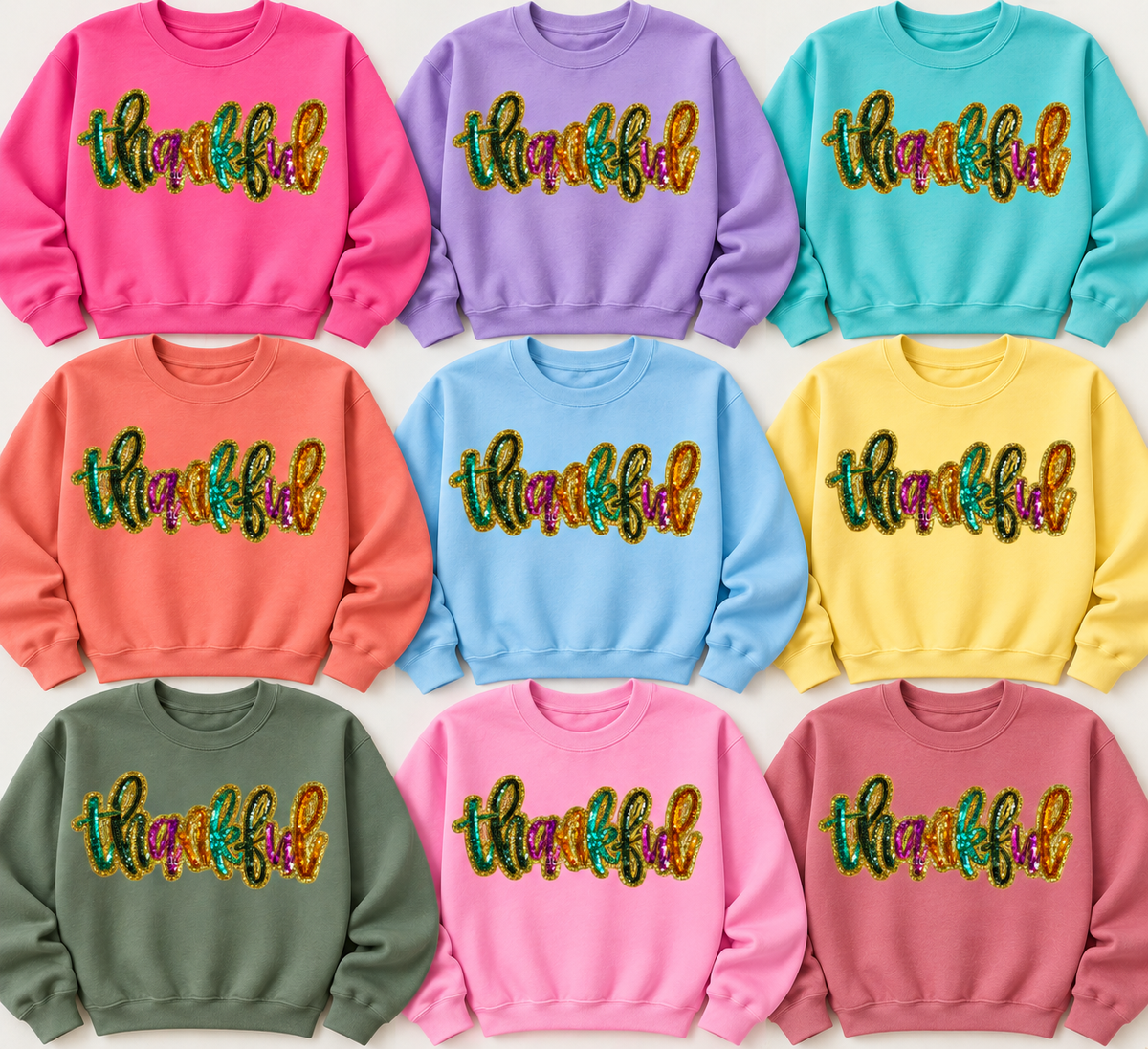 Sequin Thankful Crewneck
